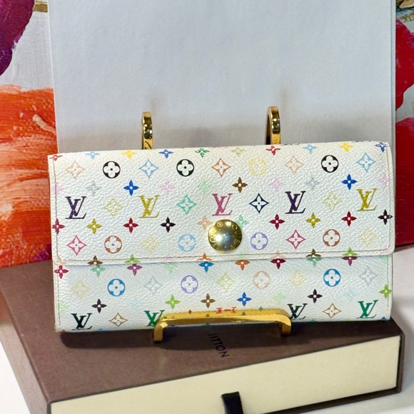 Louis Vuitton White Multicolor Monogram Wallet - Picture 12 of 16
